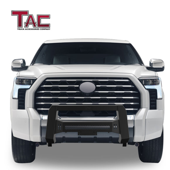 TAC Modular Bull Bar Compatible With 2022-2025 Toyota Tundra Pickup Truck Front Brush Bumper Grille Guard Fine Textured Black (Predator Mesh Version)