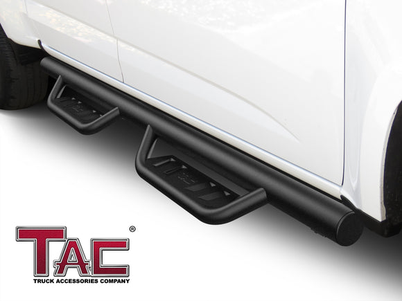 Fits 2015-2025 Chevy Colorado/GMC Canyon Crew Cab| Running Boards| Side Steps| Nerf Bars| 4" Drop| Tubular Style| Fine Texture Black