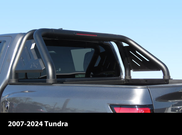 Fits 2007-2024 Tundra Full Size Pickup Truck Roll Bar| Sport Bar| With Brake Light| Carbon Steel Black(Include Mount Plate of LED Light)