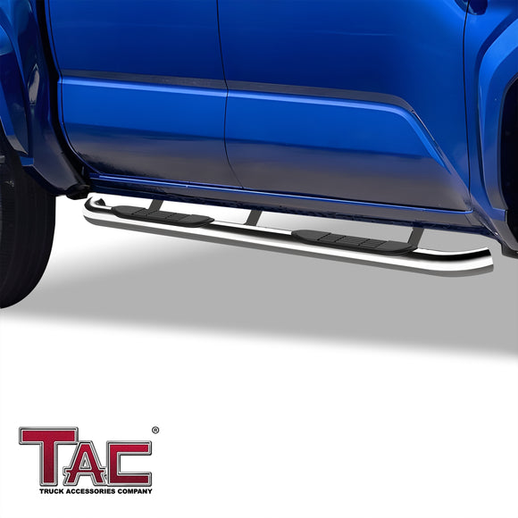TAC 3" Stainless Steel Side Steps Compatible with 2024-2025 Toyota Tacoma Double Cab(Incl. Hybrid model)| Running Boards| Side Bars| Step Rails| Nerf Bars| Rocker Slider| Pickup Truck Accessories (2 PCS)