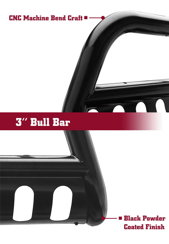 TAC Gloss Black 3" Bull Bar For 2024-2025 Toyota Tacoma Truck Front Bumper Brush Grille Guard Nudge Bar