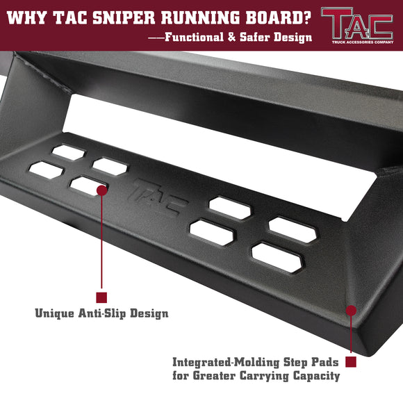 TAC Sniper Running Boards Fit 2024-2025 Tacoma Double Cab (Incl. Hybrid model) Truck Pickup 4"  Fine Texture Black Side Steps Nerf Bars