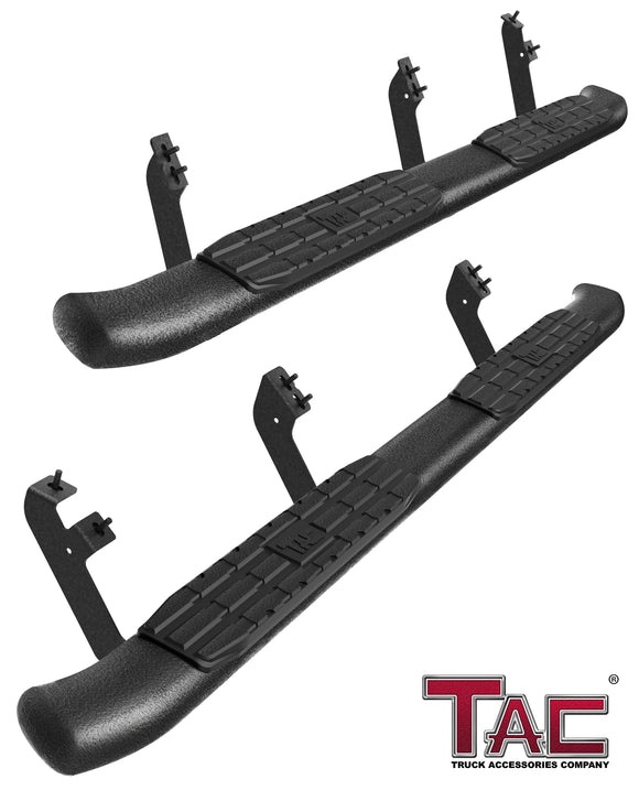 TAC Side Steps for 2024-2025 Tacoma Double Cab (Incl. Hybrid model) Pickup Truck 4" Oval Bend Texture Black Nerf Bars Running Boards (Texture Powder Coating Brackets)