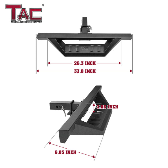 TAC Hitch Step Universal Fit 2" Rear Hitch Receivers with 4" Drop Heavy Duty Steel with Fine Texture Black Finish Lock Pin and Safety Clip Included