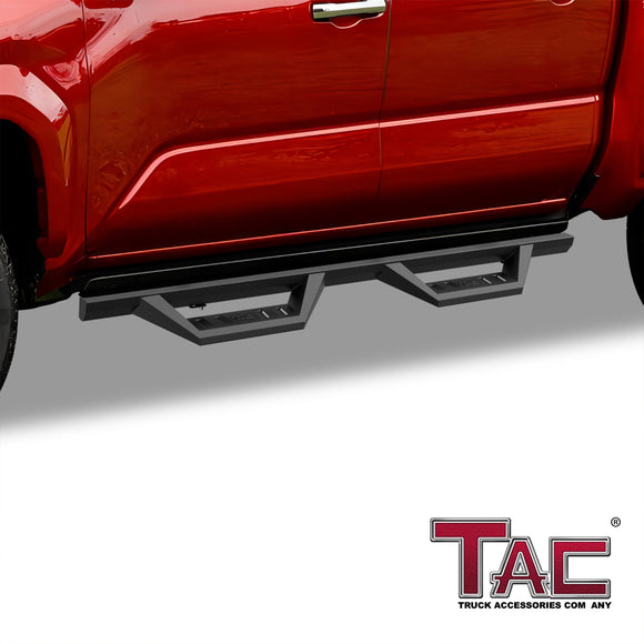 TAC Sidewinder Side Steps Running Boards Fit 2024-2025 Tacoma Double Cab (Incl. Hybrid model) Truck Pickup 4" Drop Fine Texture Black Nerf Bars Rock Slider Armor Off-Road Accessories (2pcs)