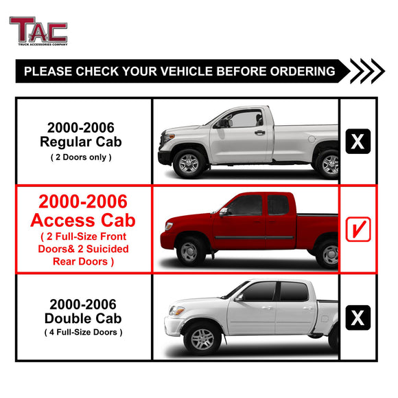 TAC 3" Gloss Black Side Steps Compatible with 2000-2006 Toyota Tundra Access Cab| Running Boards| Side Bars| Step Rails| Nerf Bars| Rocker Slider| Pickup Truck Accessories (2 PCS)
