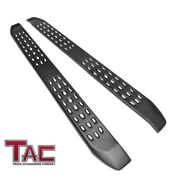 TAC Fine Texture Frigate Running Boards for 2019-2024 Chevy Silverado/GMC Sierra 1500 | 2020-2024 Silverado/Sierra 2500/3500 HD Double Cab Truck | Side Steps | Nerf Bars | Side Bars