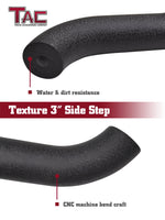 TAC Heavy Texture Black 3" Side Steps for 2017-2024 Honda Ridgeline Truck | Side Steps | Nerf Bars | Side Bars