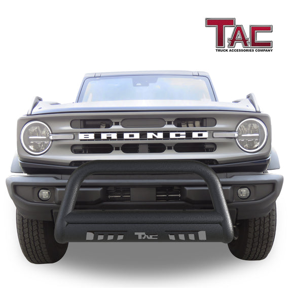 TAC Bull Bar Compatible with 2021-2025 Ford Bronco SUV 3" Black Front Bumper Grille Guard Brush Guard Off Road Accessories