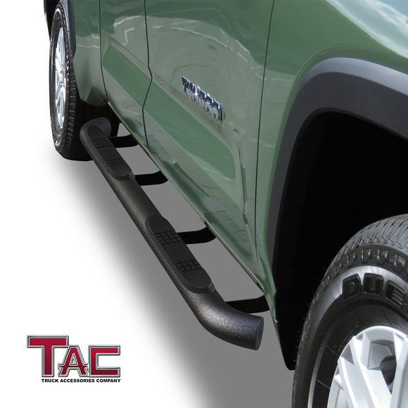 TAC 3" Texture Black Side Steps Compatible with 2022-2025 Toyota Tundra Double Cab| Running Boards| Side Bars| Step Rails| Nerf Bars| Rocker Slider| Pickup Truck Accessories (2 PCS)