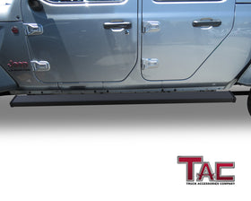 TAC Spear Running Boards Compatible with 2020-2025 Jeep Gladiator JT Pickup 6" Side Step Rail Nerf Bar Truck Accessories Aluminum Texture Black Width Body and Soft top Lightweight 2Pcs - 0