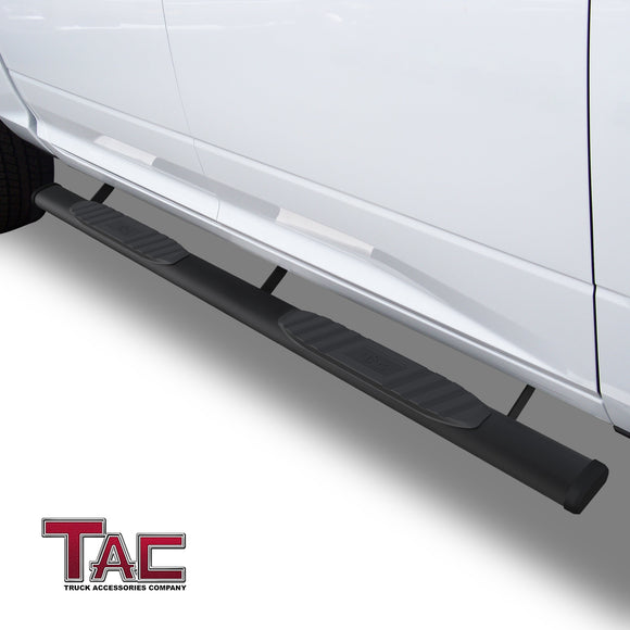TAC Arrow Side Steps Running Boards Compatible with 2009-2018 Ram 1500 Crew Cab(Incl. 2019-2024 Ram 1500 Classic)|2010-2025 Ram 2500/3500/4500/5500 Crew Cab(Incl. Chassis Cab Diesel models) Truck 5" Aluminum Texture Black Step Rails Nerf Bars