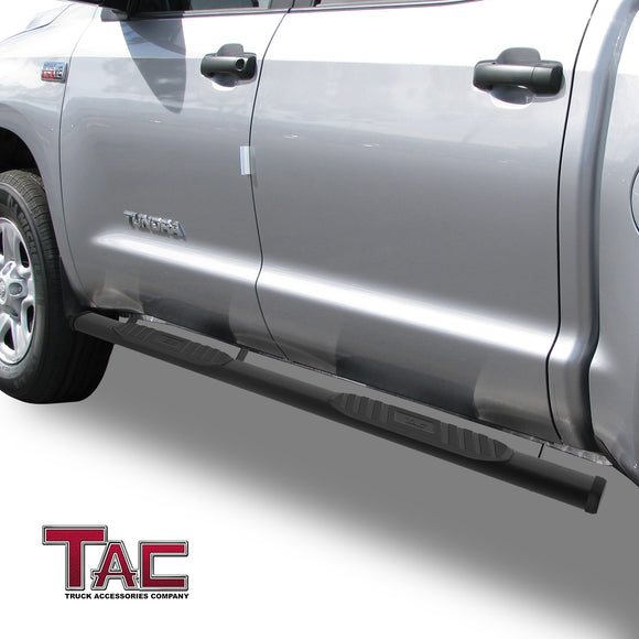 TAC Arrow Side Steps Running Boards Compatible with 2007-2021 Toyota Tundra CrewMax Truck Pickup 5" Aluminum Texture Black Step Rails Nerf Bars Lightweight Off Road Accessories 2Pcs