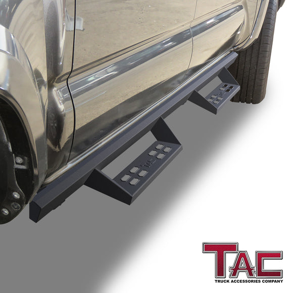 TAC Sniper Running Boards Compatible with 2005-2023 Toyota Tacoma Double Cab Truck Pickup 4" Drop Fine Texture Black Side Steps Nerf Bars Rock Slider Armor Off-Road Accessories (2pcs)