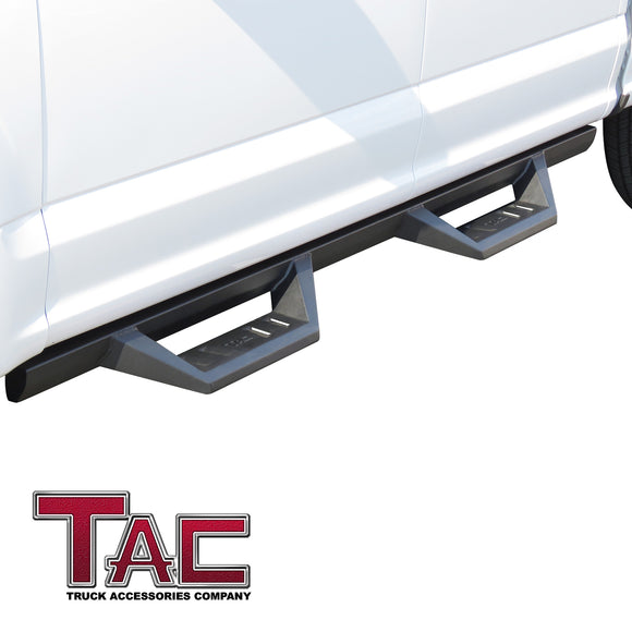 TAC Sidewinder Running Boards Fit 2015-2025 Ford F150 Super Crew Cab| 2022-2025 F150 Lightning EV SuperCrew Cab | 2017-2025 F250/350/450/550 Super Duty Crew Cab Truck 4" Drop Fine Texture Black Side Steps Nerf Bars Rock Slider Armor Accessories