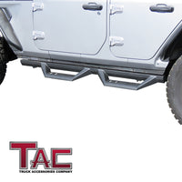 TAC Sidewinder Running Boards Fit 2018-2024 Jeep Wrangler JL 4 Door SUV 4” Drop Fine Texture Black Side Steps Nerf Bars Rock Slider Armor Off-Road Accessories (2pcs)