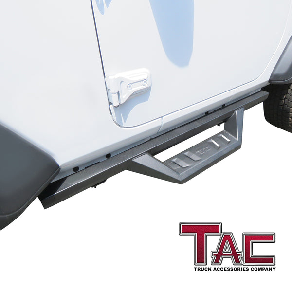 TAC Sidewinder Running Boards Fit 2018-2024 Jeep Wrangler JL 2 Door SUV 4” Drop Fine Texture Black Side Steps Nerf Bars Rock Slider Armor Off-Road Accessories (2pcs)