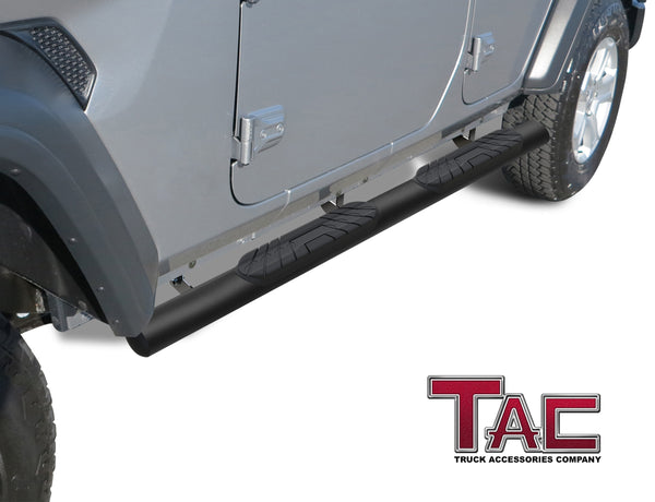 TAC Fine Texture Black 4" Side Steps for 2018-2024 Jeep Wrangler JL 4 Door SUV | Running Boards | Nerf Bars | Side Bars