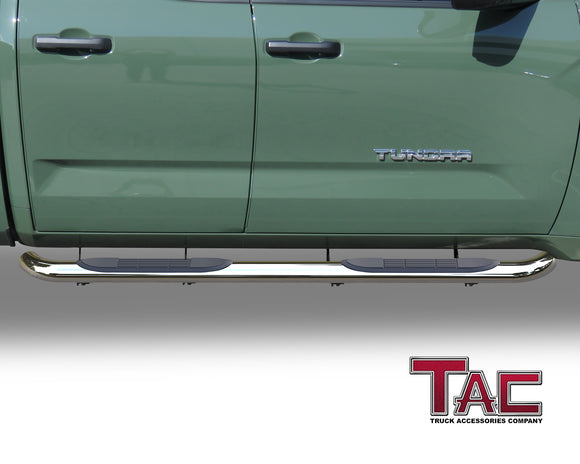 TAC 3" Stainless Steel Side Steps Compatible with 2022-2025 Toyota Tundra Double Cab| Running Boards| Side Bars| Step Rails| Nerf Bars| Rocker Slider| Pickup Truck Accessories (2 PCS)