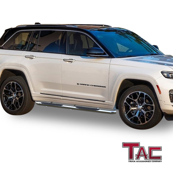 TAC Side Steps Running Boards Compatible with 2022-2024 Jeep Grand Cherokee (Exclude 2021-2024 Grand Cherokee L / 2022-2024 4xe Models) SUV 3" Stainless Steel Side Bars Step Rails Nerf Bars Off Road Accessories 2 pcs