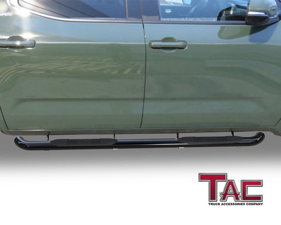 TAC 3" Gloss Black Side Steps Compatible with 2022-2025 Toyota Tundra CrewMax| Running Boards| Side Bars| Step Rails| Nerf Bars| Rocker Slider| Pickup Truck Accessories (2 PCS)