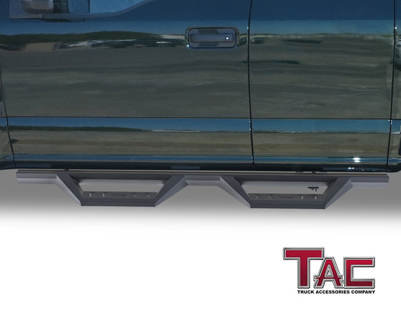 TAC Sidewinder Running Boards Fit 2015-2025 Ford F150 Super Cab Truck  / 2017-2025 F250/350/450/550 Super Duty Super Cab 4" Drop Fine Texture Black Side Steps Nerf Bars Rock Slider Armor Off-Road Accessories (2pcs)