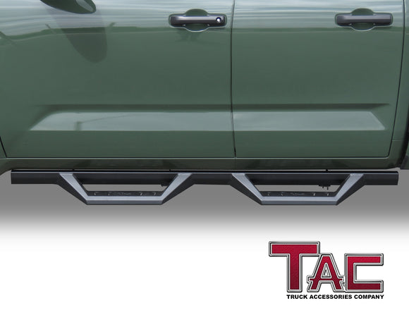 TAC Sidewinder Running Boards Compatible with 2022-2025 Toyota Tundra Double Cab Truck Pickup 4" Drop Fine Texture Black Side Steps Nerf Bars Rock Slider Armor Accessories (2pcs)