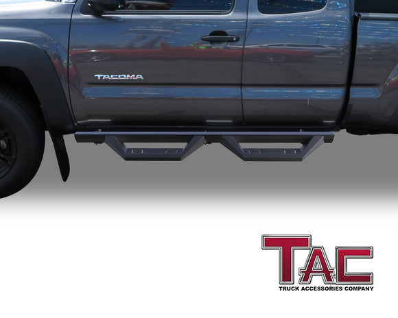 TAC Sidewinder Running Boards Compatible with 2005-2023 Toyota Tacoma Access Cab Truck Pickup 4" Drop Fine Texture Black Side Steps Nerf Bars Rock Slider Armor Accessories (2pcs)