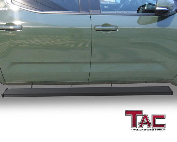 TAC Spear Running Boards Compatible with 2022-2025 Toyota Tundra CrewMax 6" Side Step Rail Nerf Bar Truck Accessories Aluminum Texture Black Width Body and Soft top Lightweight 2Pcs