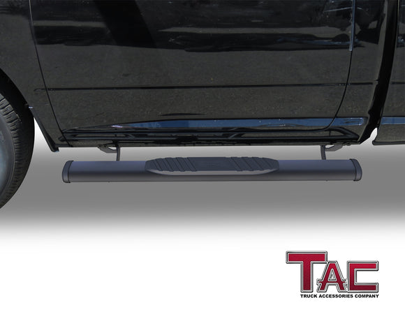 TAC Arrow Side Steps Running Boards Compatible with 2009-2018 Ram 1500 Regular Cab|2010-2025 Ram 2500/3500/4500/5500 Regular Cab(Incl. 2019-2023 Ram 1500 Classic& Chassis cab& Diesel/DEF tank) 5" Aluminum Texture Black Step Rails Nerf Bars Lightweight