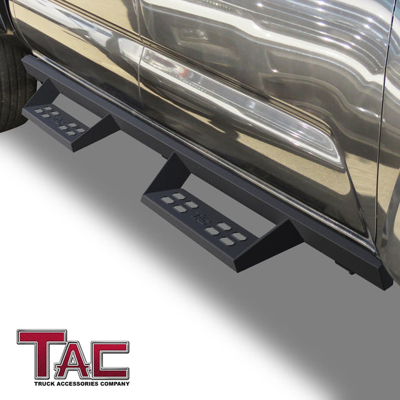 TAC Sniper Running Boards Compatible with 2005-2023 Toyota Tacoma Double Cab Truck Pickup 4" Drop Fine Texture Black Side Steps Nerf Bars Rock Slider Armor Off-Road Accessories (2pcs)