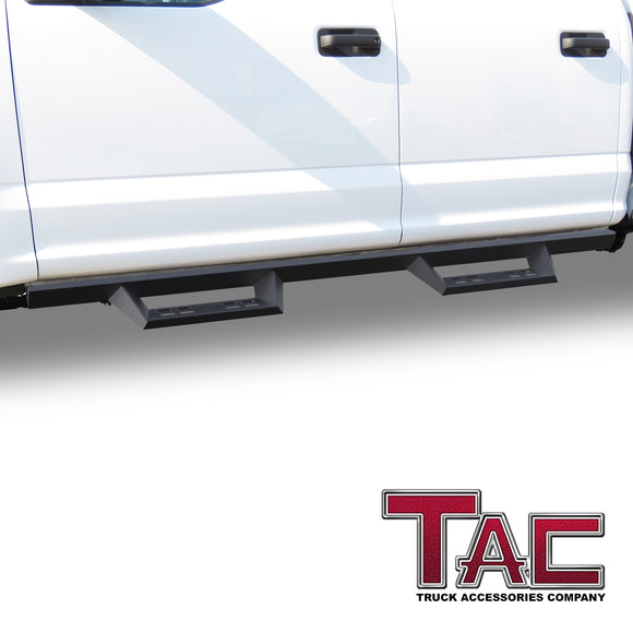 TAC Sniper Running Boards Fit 2015-2025 Ford F150 Supercrew Cab | 2022-2025 F150 Lighting EV | 2017-2025 F250/350/450/550 Super Duty Crew Cab Truck Pickup 4"  Fine Texture Black Side Steps Nerf Bars