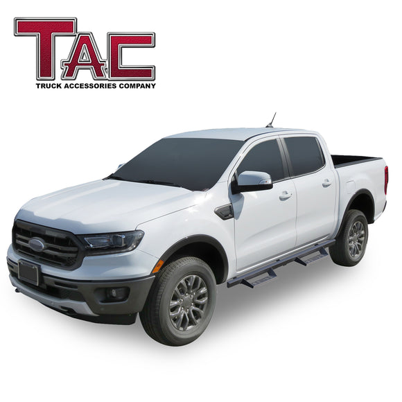 TAC Sniper Running Boards Compatible with 2019-2025 Ford Ranger SuperCrew Cab Truck Pickup 4" Drop Fine Texture Black Side Steps Nerf Bars Rock Slider Armor Off-Road Accessories (2pcs)