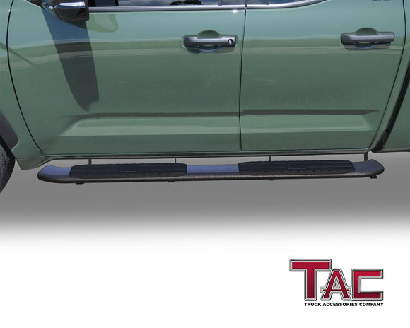 TAC Side Steps Running Boards Fit 2022-2025 Toyota Tundra Double Cab Truck Pickup 4.25" Oval Bend Texture Black Side Bars Nerf Bars (Texture Powder Coating Brackets)