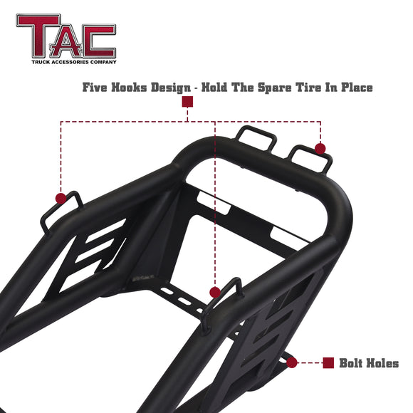 TAC Universal Spare Tire Carriers Heavy Duty Pickup Truck Spare Tire Mount Allows Use of 40inch Spare Tire Fine Textured Black