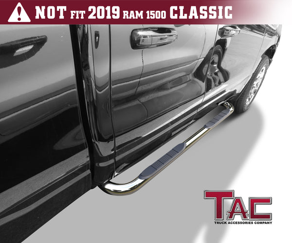 TAC Stainless Steel 3" Side Steps For 2019-2024 Dodge Ram 1500 Quad Cab (Excl. 2019-2024 RAM 1500 Classic) Truck | Running Boards | Nerf Bars | Side Bars