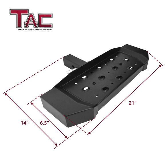 TAC Hitch Step Compatible with 2" Rear Hitch Receiver 6.5" Width SUV Pickup Truck Van Bumper Protector Universal Aluminum Black (Hitch Pin and Clip included)