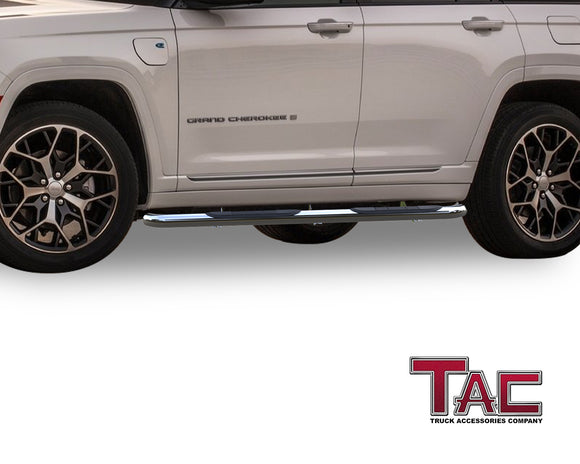 TAC Side Steps Running Boards Compatible with 2022-2024 Jeep Grand Cherokee (Exclude 2021-2024 Grand Cherokee L / 2022-2024 4xe Models) SUV 3" Stainless Steel Side Bars Step Rails Nerf Bars Off Road Accessories 2 pcs
