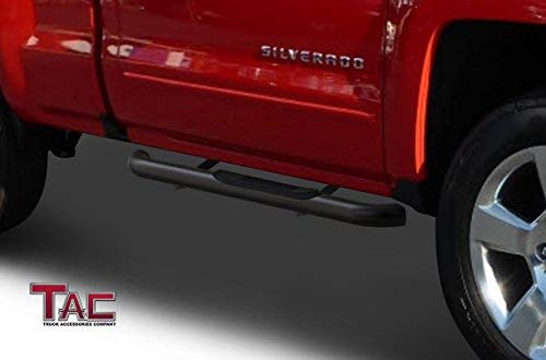 TAC 3" Gloss Black Side Steps Compatible with 1999-2018 Chevy Silverado/GMC Sierra 1500 Regular Cab|1999-2019 Silverado/Sierra 2500/3500 Regular Cab (Excl. C/K Classic) | Running Boards| Side Bars| Step Rails| Nerf Bars| Accessories (2 PCS)