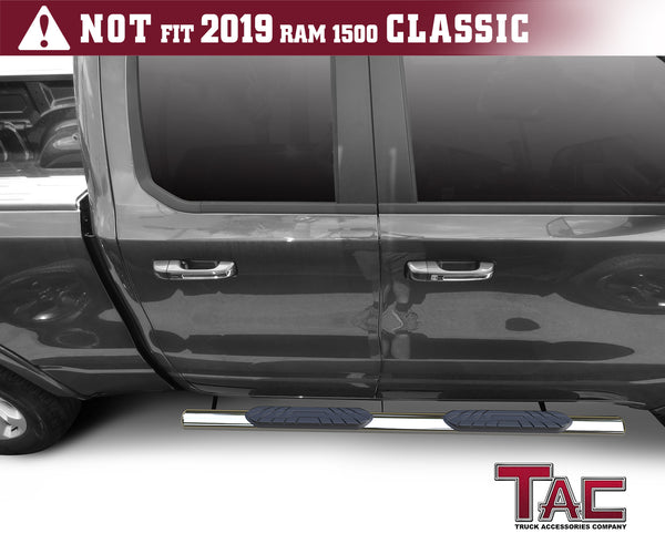 TAC Stainless Steel 4" Side Steps for 2019-2024 Dodge Ram 1500 Quad Cab (Excl. 2019-2024 RAM 1500 Classic) Truck | Running Boards | Nerf Bars | Side Bars
