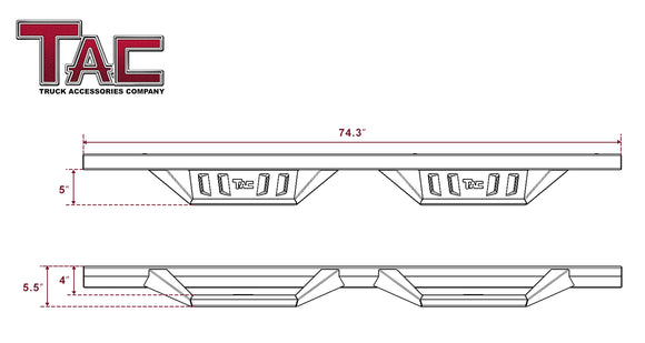 TAC Sidewinder Running Boards Fit 2009-2018 Dodge RAM 1500 Quad Cab (Include 2019-2024 RAM Classic Quad Cab Models) Truck Pickup 4" Drop Fine Texture Black Side Steps Nerf Bars Rock Slider Armor (2pcs)