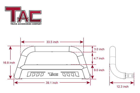 TAC Bull Bar Compatible with 2021-2025 Jeep Grand Cherokee L / 2022-2025 Grand Cherokee / 2022-2024 Grand Cherokee 4xe SUV 3" Black Front Bumper Grille Guard Brush Guard Off Road Accessories
