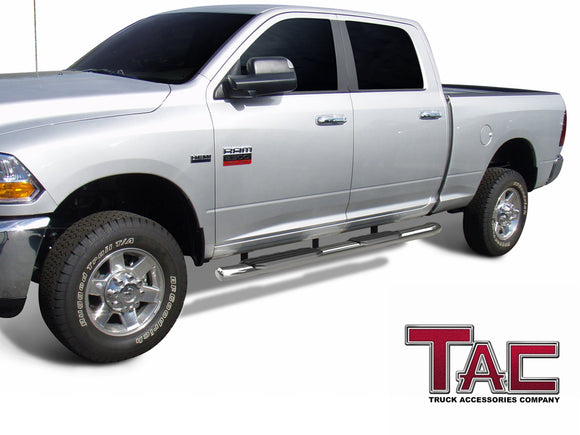 TAC Stainless Steel 5" Bend Side Steps For 2009-2018 Ram 1500 Crew Cab(Incl. 2019-2024 Ram 1500 Classic)|2010-2025 Ram 2500/3500/4500/5500 Crew Cab(Incl. Chassis Cab Diesel models) Crew Cab