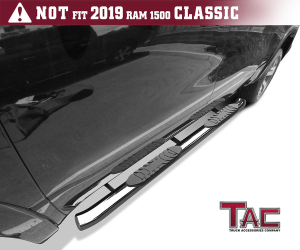 TAC Stainless Steel 5" Oval Bend Side Steps For 2019-2024 Chevy Silverado/GMC Sierra 1500 Crew Cab | 2020-2024 Silverado/GMC Sierra 2500/3500 Crew Cab Truck | Running Boards | Nerf Bar | Side Bar