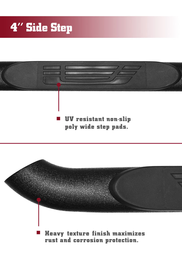 TAC 4" Side Steps for 2005-2023 Toyota Tacoma Double Cab Truck | Running Boards | Nerf Bars | Side Bars| Heavy Texture Black