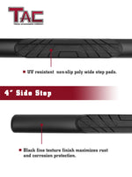 TAC Fine Texture Black 4" Side Steps for 2009-2018 Dodge Ram 1500 Quad Cab (Incl. 2019-2023 Ram 1500 Classic) Truck | Running Boards | Nerf Bar | Side Bar