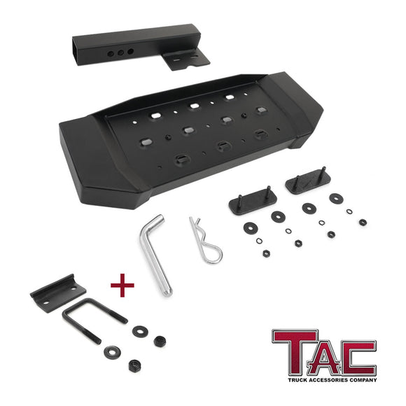 TAC Hitch Step Compatible with 2" Rear Hitch Receiver 6.5" Width SUV Pickup Truck Van Bumper Protector Universal Aluminum Black (Hitch Pin and Clip included)