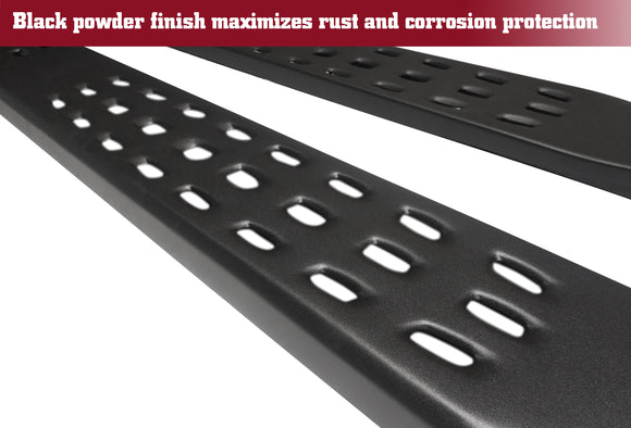 TAC Fine Texture Frigate Running Boards for 2019-2025 Chevy Silverado/GMC Sierra 1500 | 2020-2025 Silverado/Sierra 2500/3500 HD Crew Cab Truck | Side Steps | Nerf Bars | Side Bars