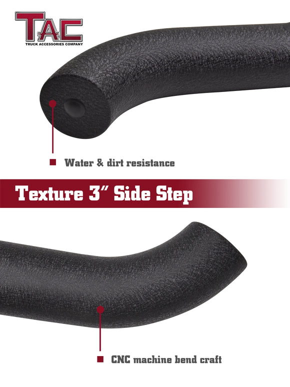 TAC 3" Texture Black Side Steps Compatible with 2022-2024 Ford Maverick/ Maverick Hybrid| Running Boards| Side Bars| Step Rails| Nerf Bars|Rocker Slider| Pickup Truck Accessories (2 PCS)