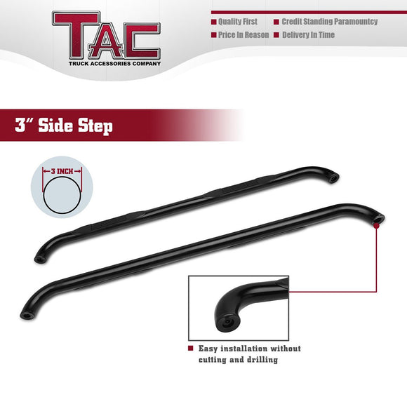 TAC 3" Gloss Black Side Steps Compatible with 1999-2004 Jeep Grand Cherokee 4 Door| Running Boards| Side Bars| Step Rails| Nerf Bars| Rocker Slider| SUV Accessories (2 PCS)
